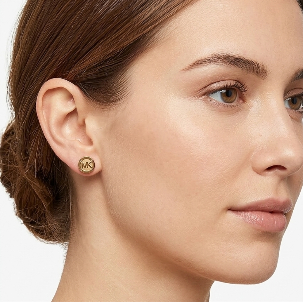 Michael Kors Signature Gold Logo Earrings